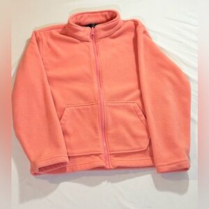 Eddie Bauer Kids M fleece jacket, warm coral pink, soft texture